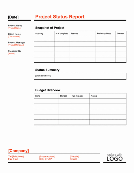 Student Progress Report Template Word Inspirational Project Status Report Template Word Templates