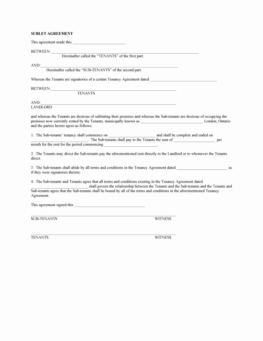 Sublease Template Free Awesome 40 Professional Sublease Agreement Templates &amp; forms