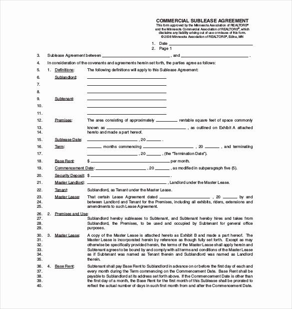 Sublease Template Free Inspirational 18 Sublease Agreement Templates Word Pdf Pages