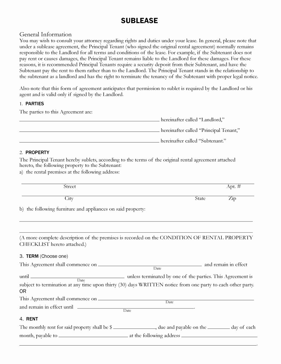 Sublease Template Free Inspirational 40 Professional Sublease Agreement Templates &amp; forms