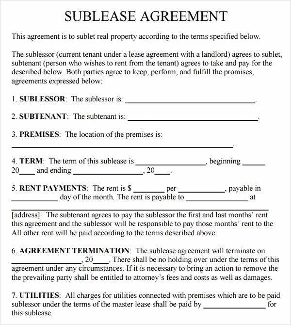 Sublease Template Free New Sublease Agreement 18 Download Free Documents In Pdf Word