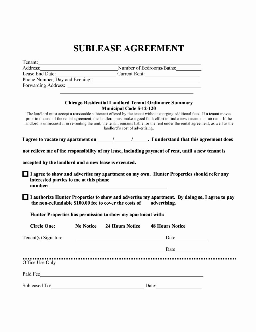 Sublease Template Free Unique 40 Professional Sublease Agreement Templates &amp; forms