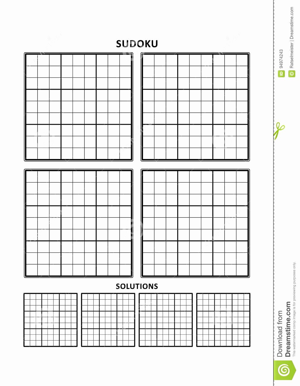 Sudoku Grid Template Awesome Sudoku Template Four Grids with solutions A4 Letter