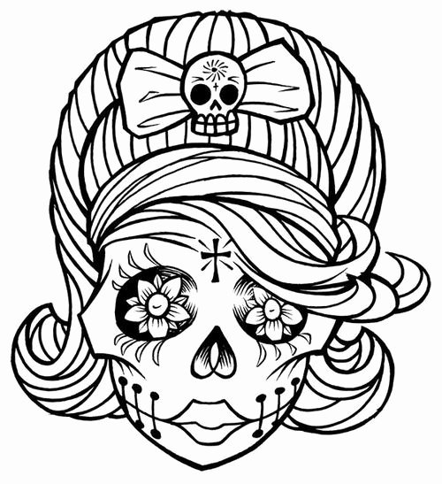 Sugar Skull Outline Elegant Candy Skull Coloring Pages