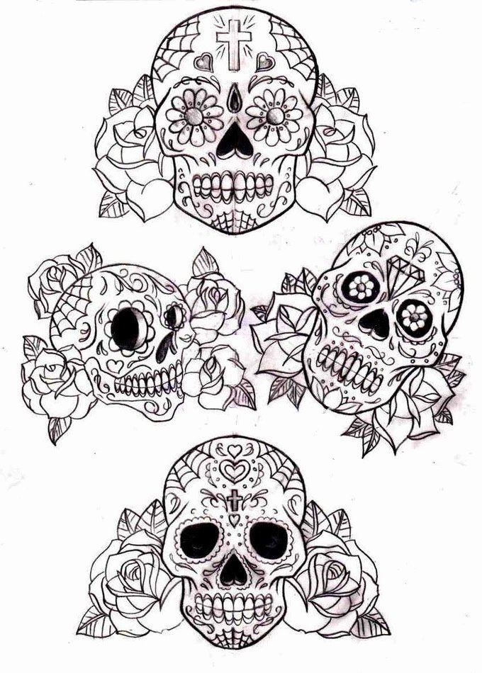 Sugar Skull Outline Fresh Tattoos Book 2510 Free Printable Tattoo Stencils Skulls