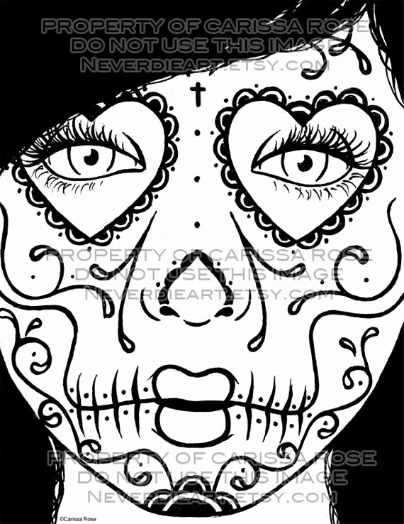 Sugar Skull Outline Luxury Digital Download Print Your Own Coloring Book Outline Page