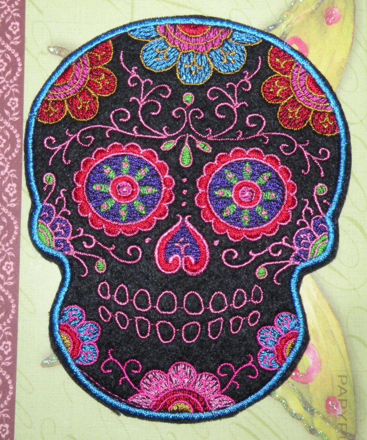 Sugar Skull Outline Unique Hot Pink Blue Outline Sugar Skull Iron Patch Day Of the