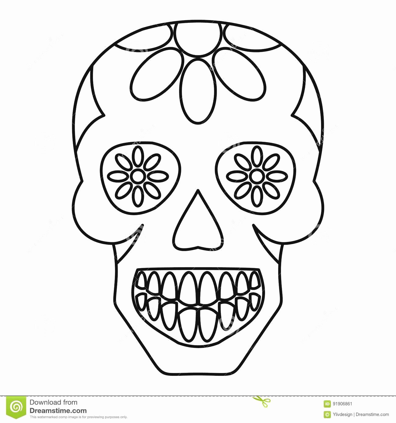 Sugar Skull Outlines Awesome Sugar Skull Flowers the Skull Icon Outline Stock