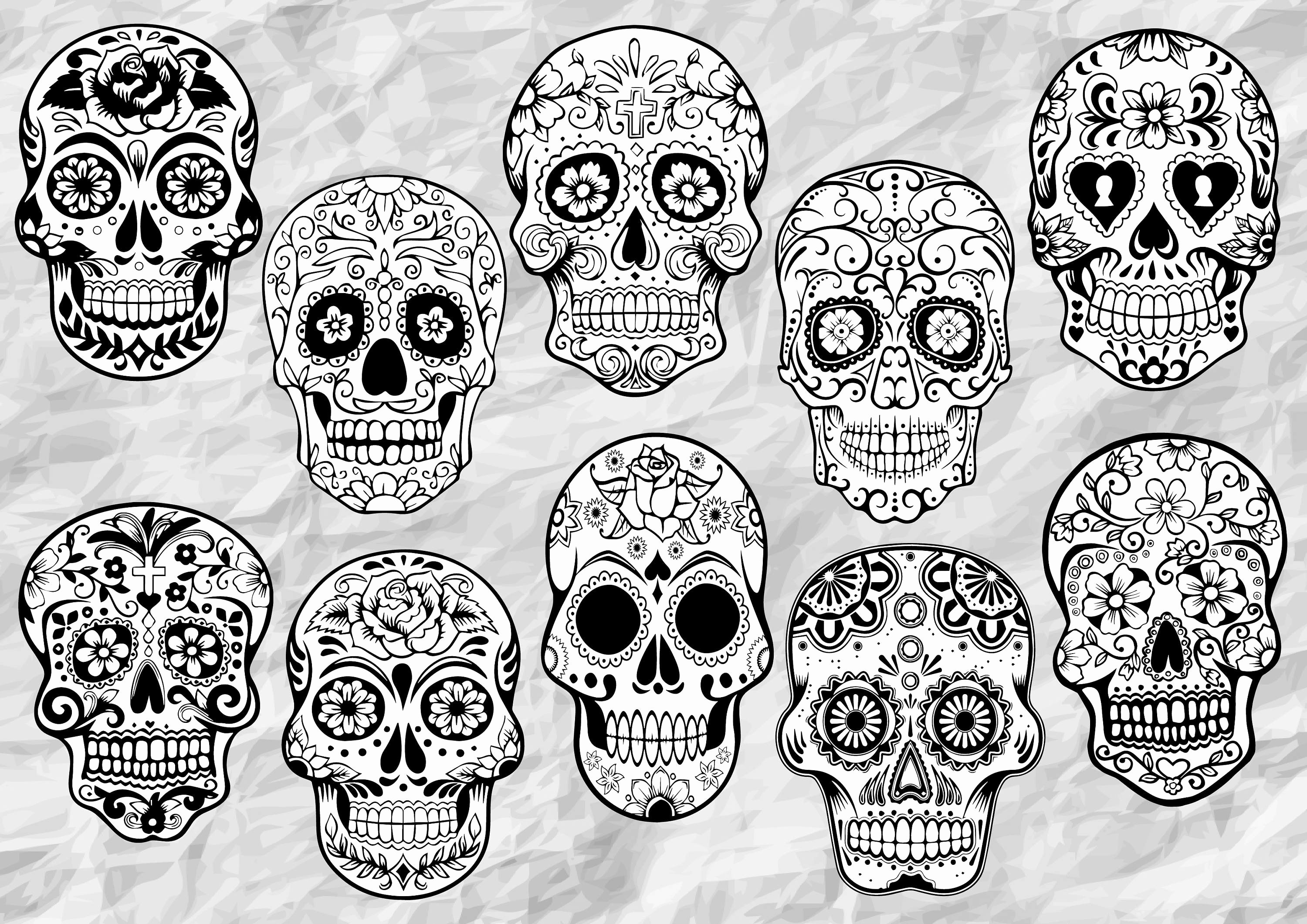 Sugar Skull Outlines Elegant 10 Sugar Skull Cliparts Sugar Skulls Svg Cut Files Sugar