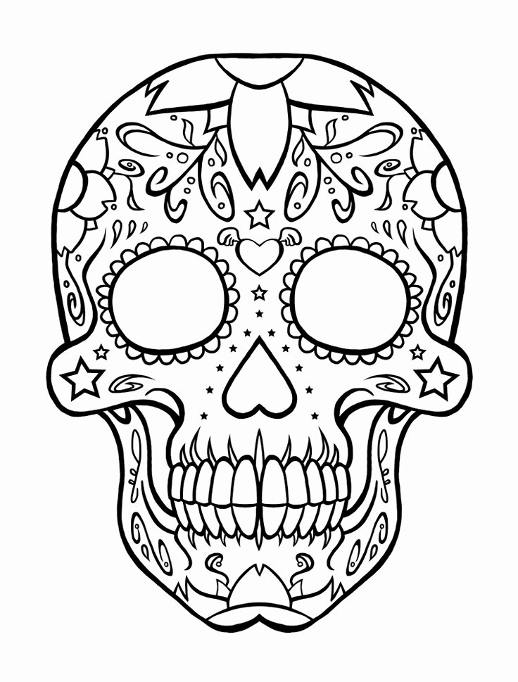 Sugar Skull Outlines Inspirational Sugar Skull Coloring Page Az Coloring Pages