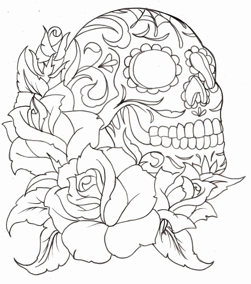 Sugar Skull Outlines Inspirational Sugar Skull Coloring Page Coloring Home