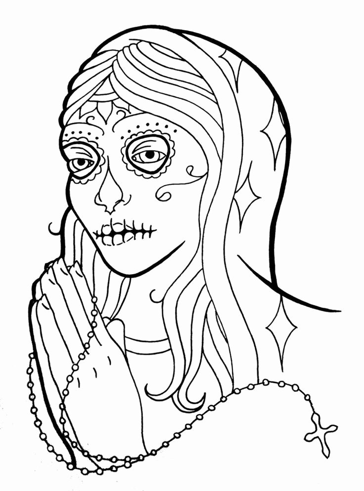 Sugar Skull Outlines Lovely Sugar Skull Coloring Pages Coloring Home