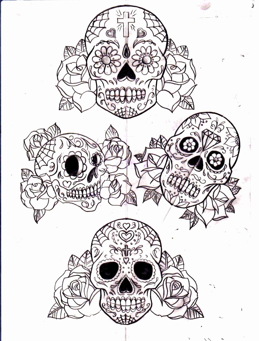 Sugar Skull Outlines Luxury Sugar Skull and Roses by Calebslabzzzgraham On Deviantart