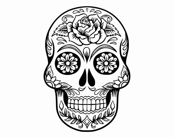 Sugar Skull Outlines Unique Sugar Skull Svg Candy Skull Svg Dxf Sugar Skull Black&amp;white