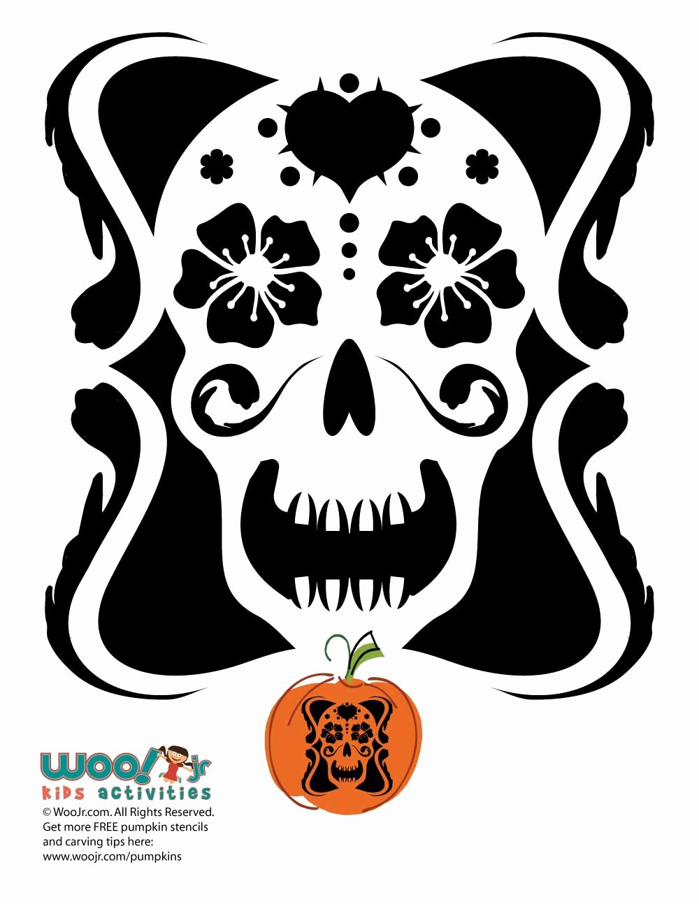 Sugar Skull Pumpkin Stencil Unique Sugar Skull Pumpkin Design