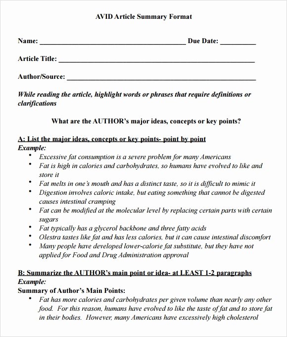 Summary Document Template Best Of Article Summary Sample 6 Documents In Pdf