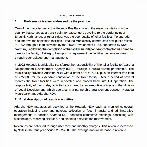 Summary Document Template Best Of Sample Executive Summary Template 7 Free Documents In