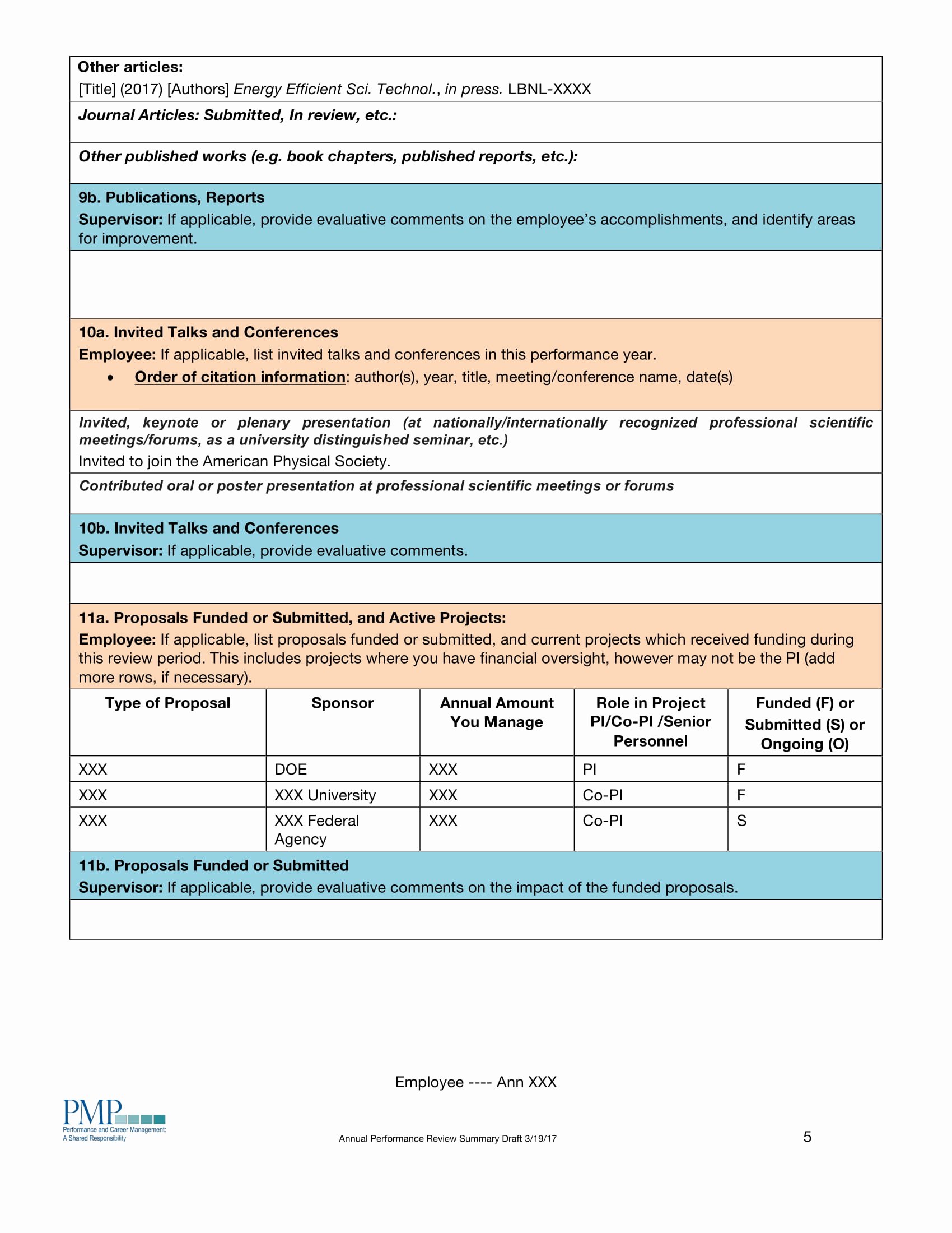 Summary Of Performance Examples Elegant Performance Summary Examples In Pdf