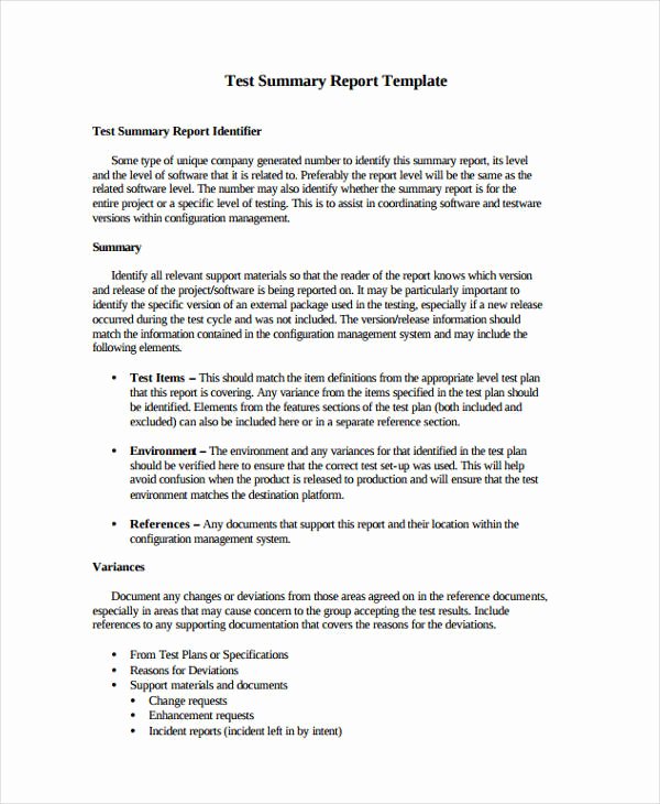 Summary Report format Lovely 10 Test Report Templates Free Word Pdf format Download