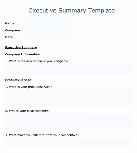 Summary Report format New Executive Report