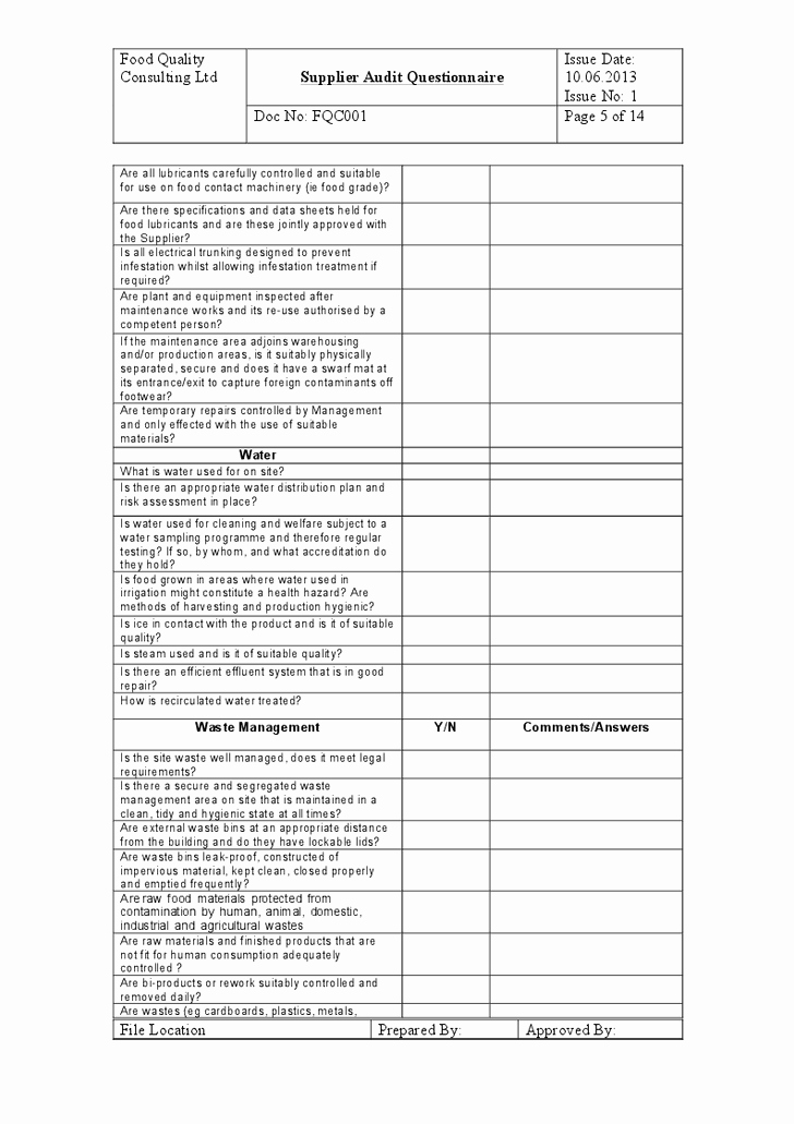 Supplier Audit Template Awesome Index Of Cdn 12 2012 571