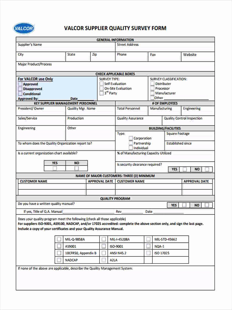 Supplier Evaluation Template Luxury 11 Supplier Questionnaire form Sample Free Sample