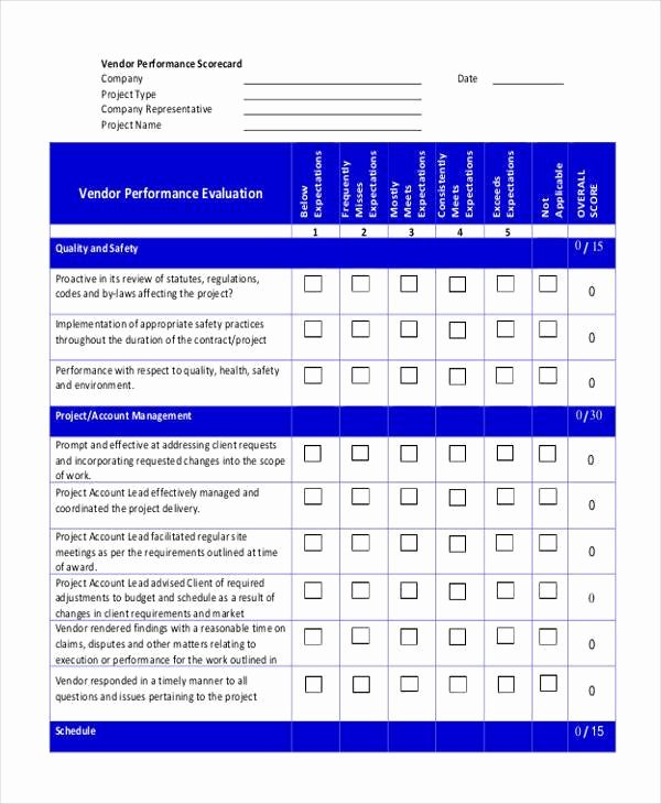 Supplier Evaluation Template Luxury 8 Vendor Evaluation form Samples Free Sample Example