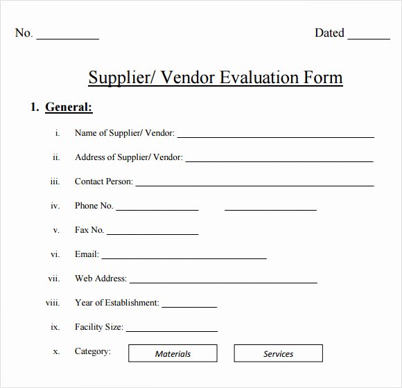 Supplier Evaluation Template Luxury Sample Vendor Evaluation 9 Example format
