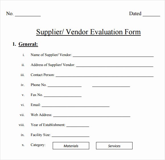 Supplier Evaluation Template Luxury Sample Vendor Evaluation 9 Example format