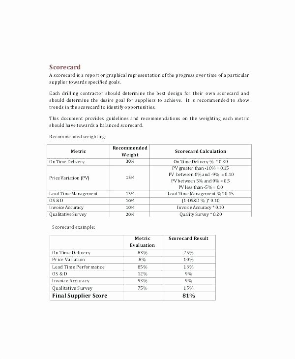 Supplier Performance Scorecard Template Xls Beautiful Vendor Selection Scorecard Template – Dhtseekfo