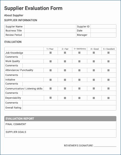 Supplier Questionnaire Template Beautiful Supplier Evaluation form Example tools and Benefits