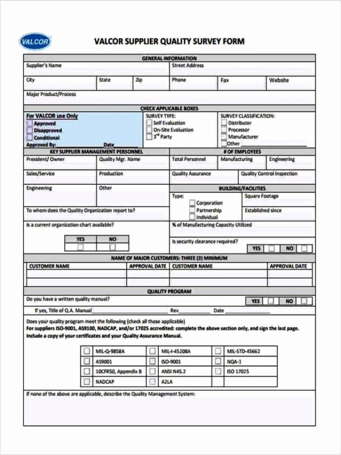 Supplier Questionnaire Template Elegant Supplier Approval form Template Sampletemplatess