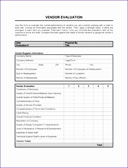 Supplier Questionnaire Template Luxury 12 Supplier Evaluation Template Excel Exceltemplates