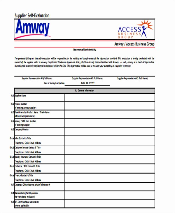 Supplier Questionnaire Template Luxury Sample Supplier Evaluation form 6 Examples In Word Pdf