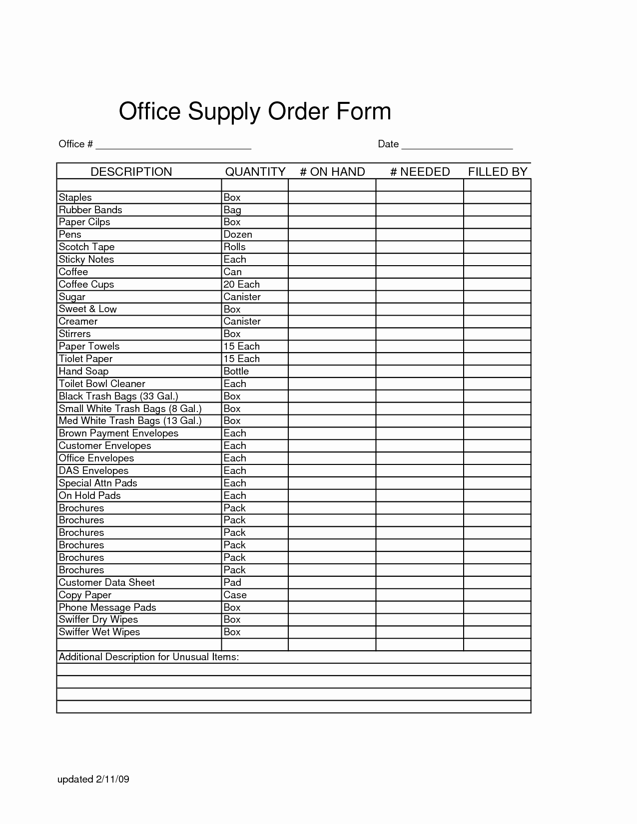 Supplies order form Luxury Fice Supply order form Template