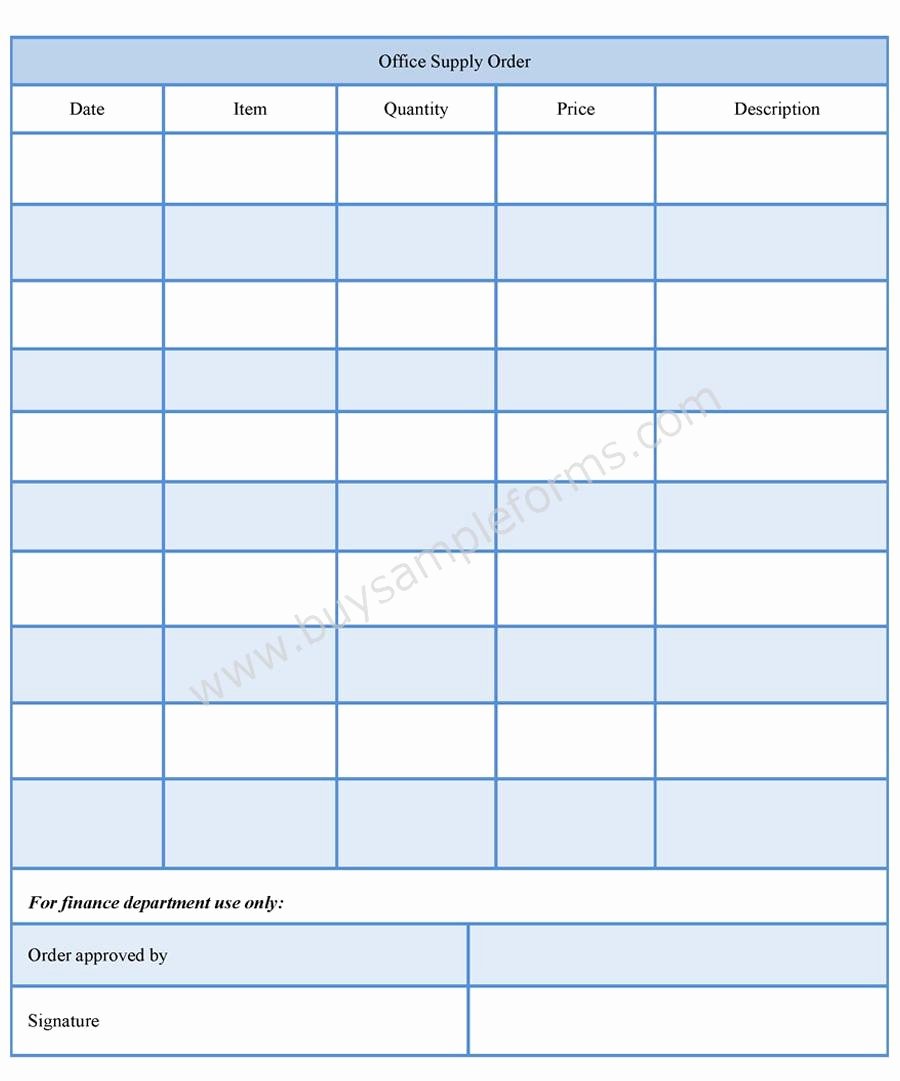 Supply order forms Elegant Fice Supply order form