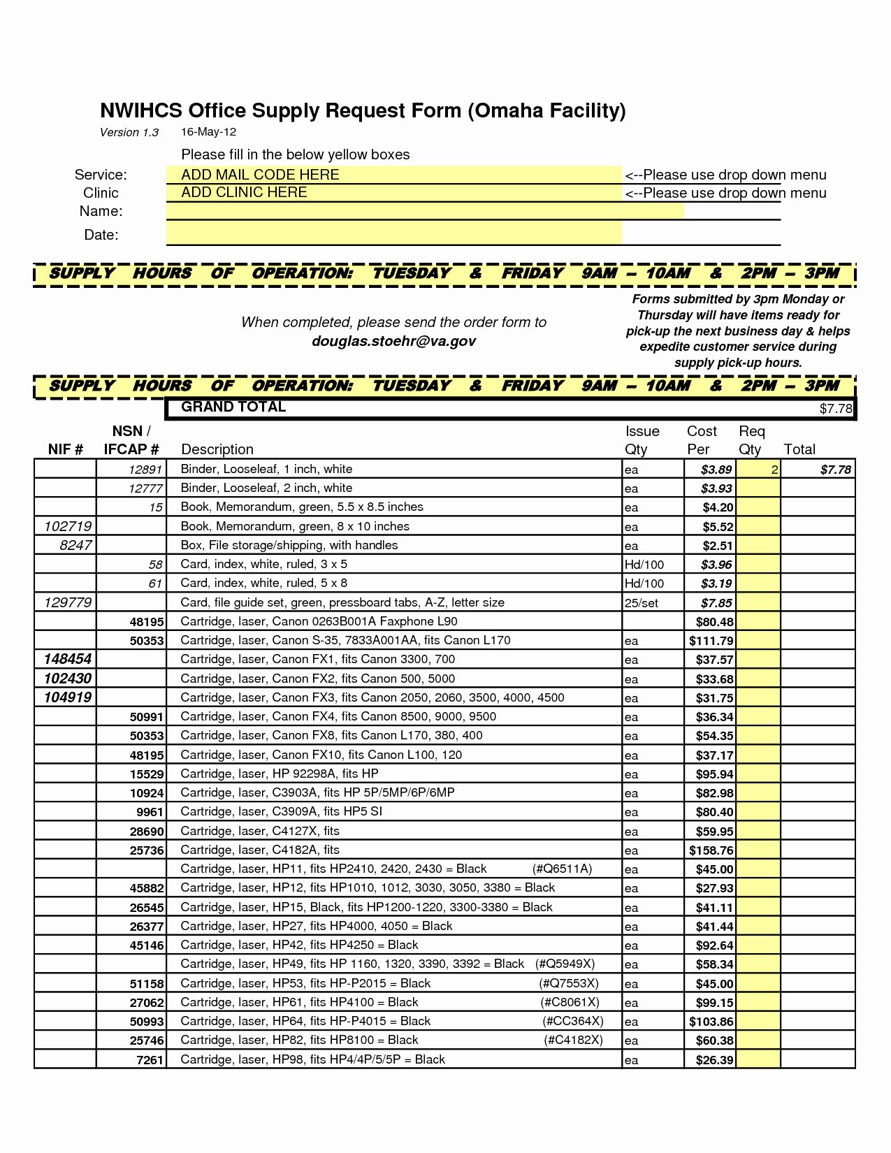 Supply order forms Elegant Stationery Request form Template – Radiofama