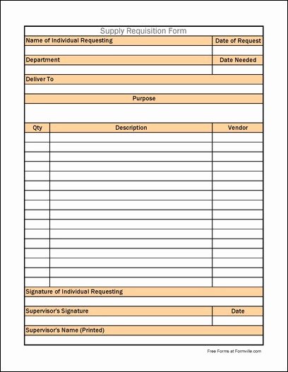 Supply order forms Fresh Free Detailed Supply Requisition From formville