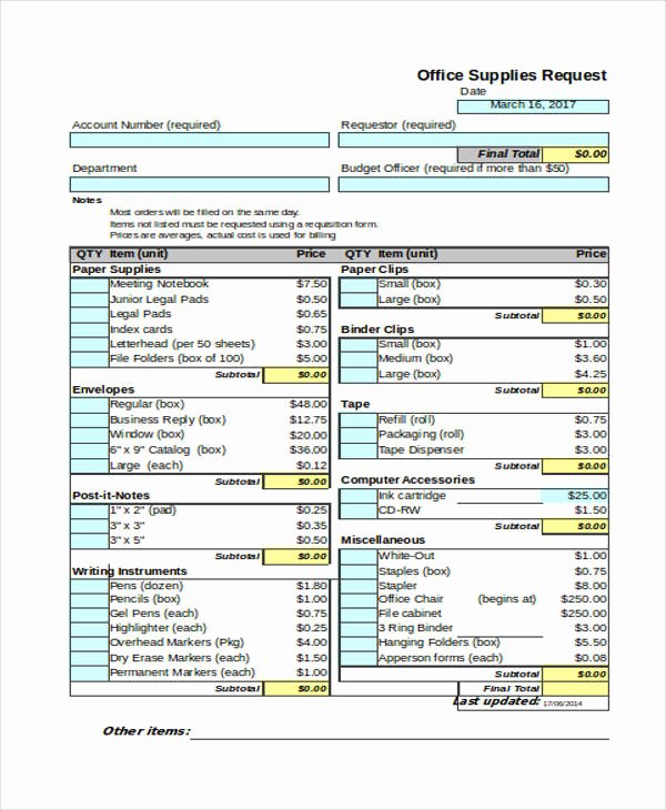 Supply order forms Inspirational Request form In Excel