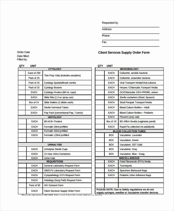 Supply order forms Unique 32 Sample Service order forms