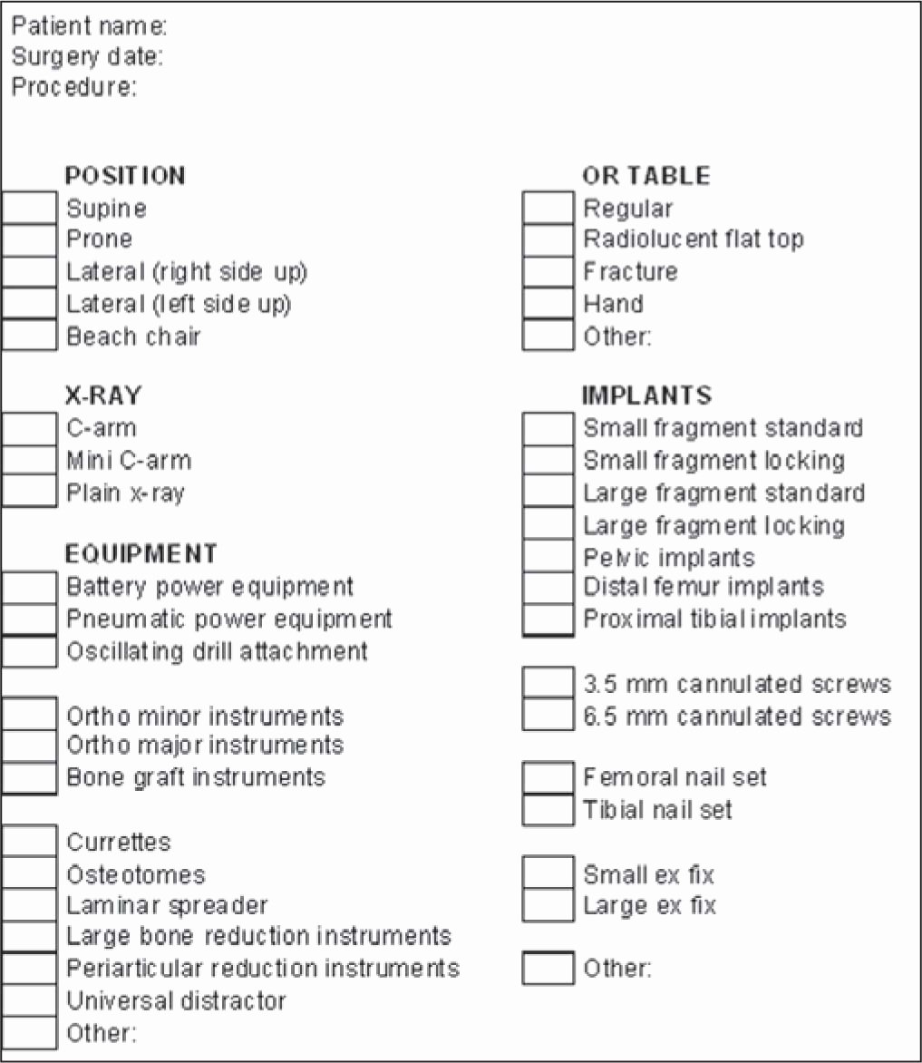 Surgeon Preference Card Template Awesome Preoperative Planning In orthopedic Trauma Benefits and