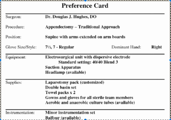 Surgeon Preference Card Template Best Of Surgeon Preference Card