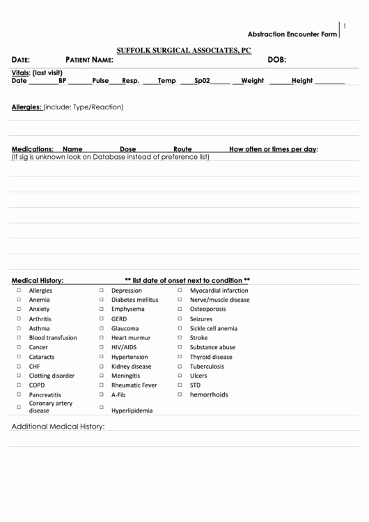 Surgeon Preference Card Template Elegant Abstraction Encounter form Printable Pdf