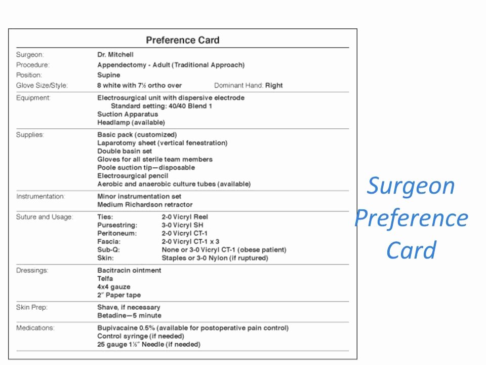 Surgeon Preference Card Template New Perioperative &amp; Intraoperative Nursing Ppt Video Online