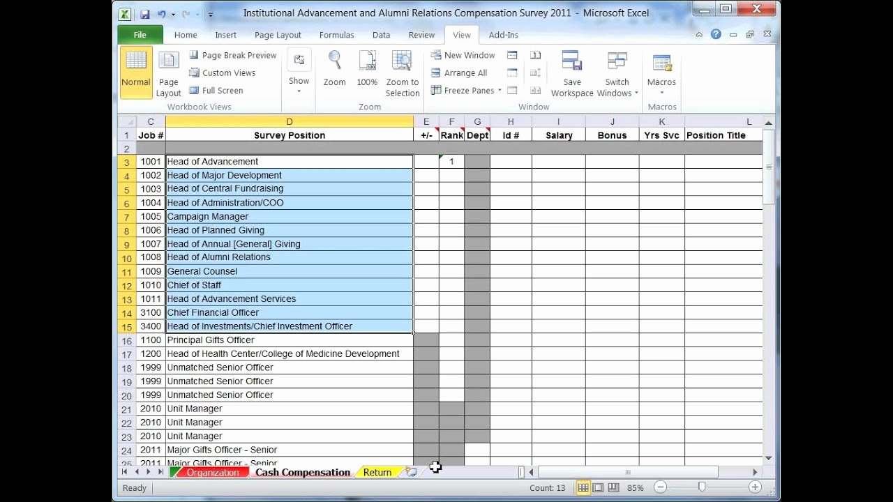 Survey Results Excel Template Lovely 2011 Institutional Advancement &amp; Alumni Relations