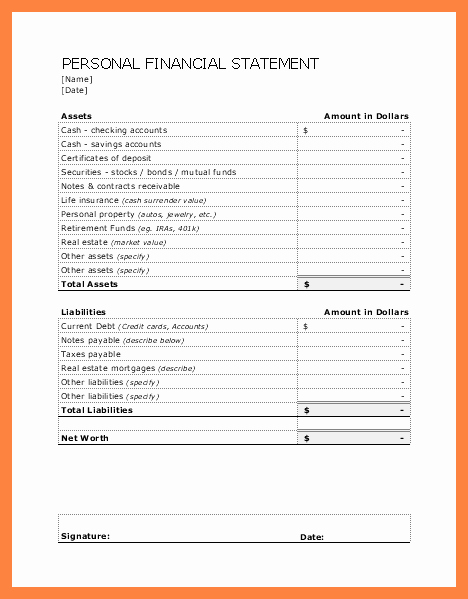 Synonym for Finance Lovely 5 Free Personal Financial Statement Template
