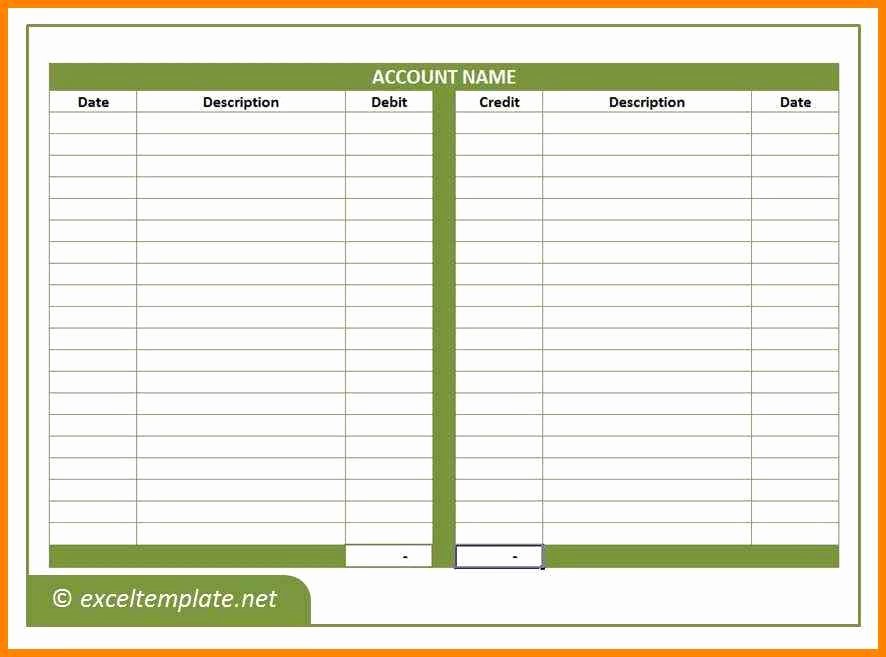 T Account Template Excel Unique T Account Template