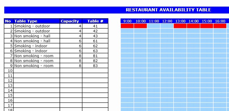 Table Reservation Template Elegant Restaurant Reservation Template Excel Templates