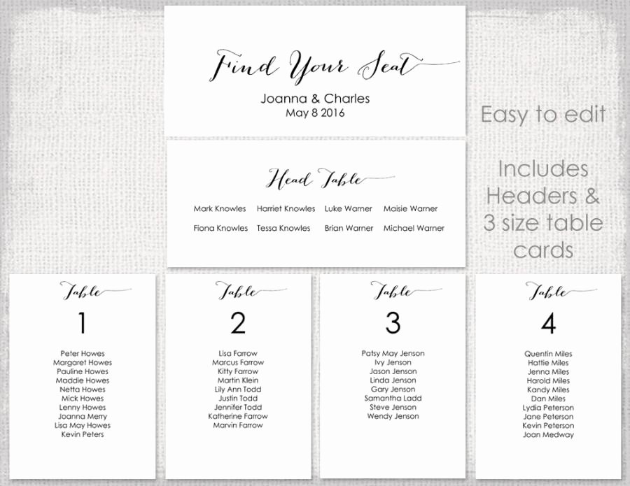 Table Seating Chart Template Microsoft Word Awesome Wedding Seating Chart Template Black &quot;bombshell&quot; Diy