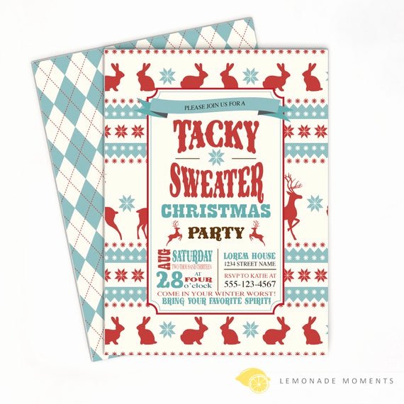 Tacky Christmas Sweater Party Invitation Wording Awesome Ugly Sweater Invitation Tacky Sweater Christmas Party